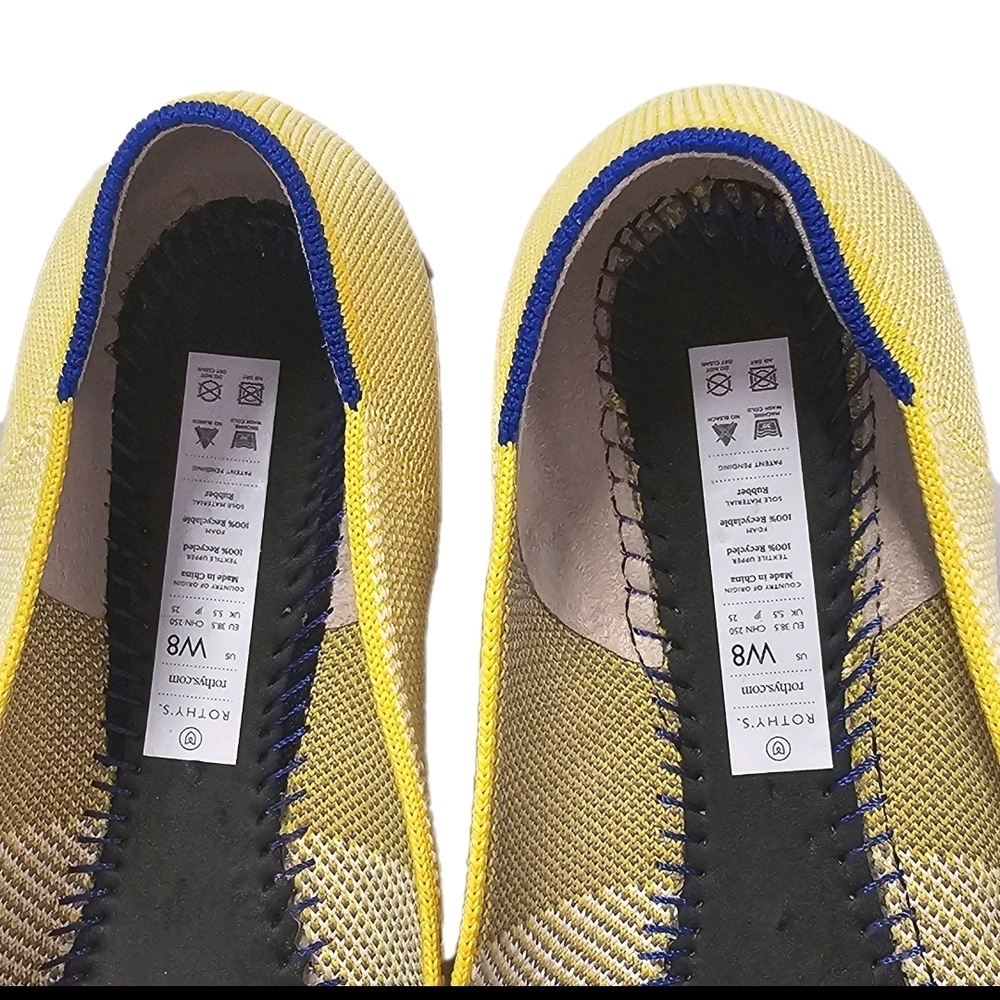 Rothy's Women's 8 Yellow Round Toe Slip On Knit Washable Ballet Flat Comfy Shoes - Picture 6 of 8